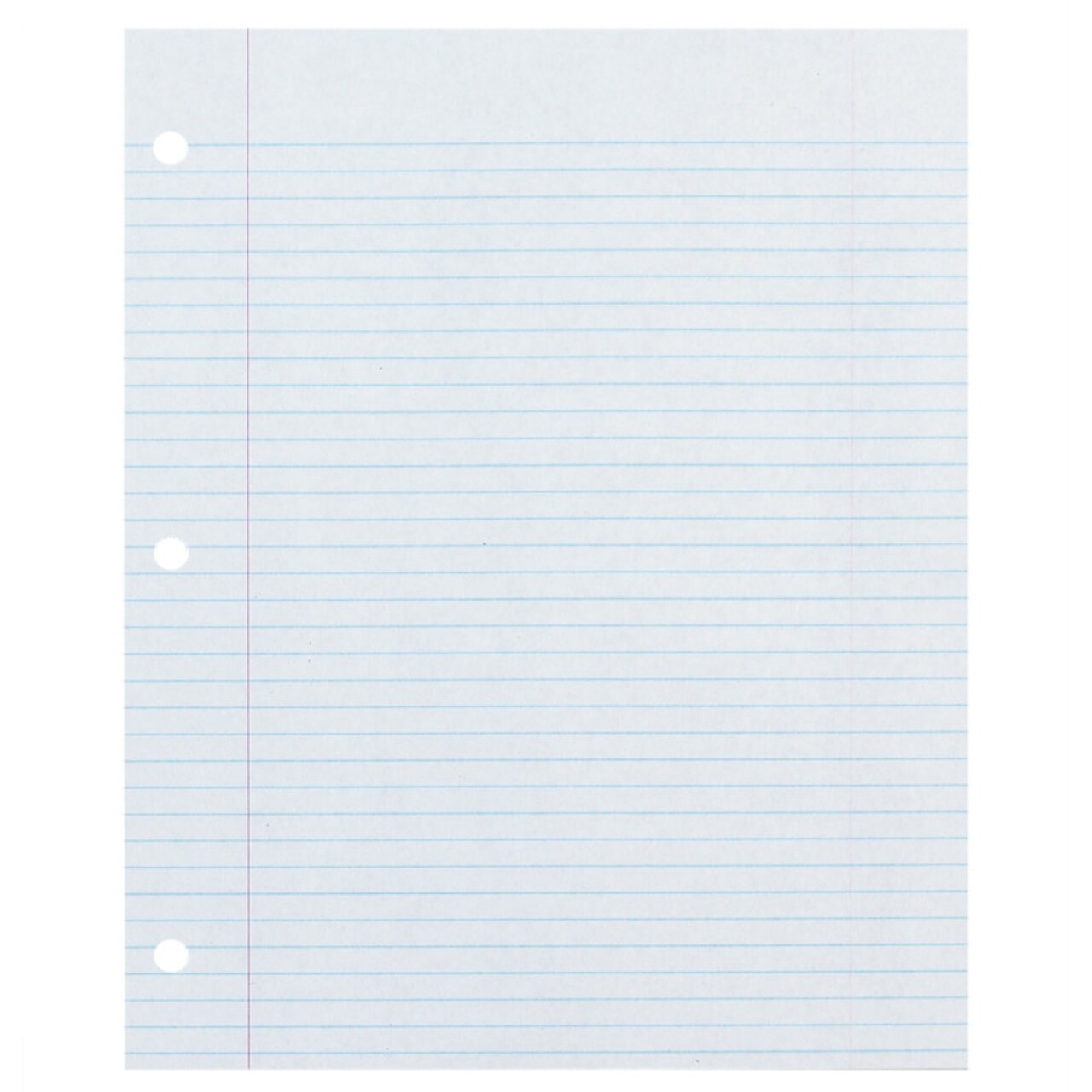 Recycled Filler Paper, White, 3-Hole Punched, 9/32" Ruled w/ Margin 8-1/2" x 11", 500 Sheets